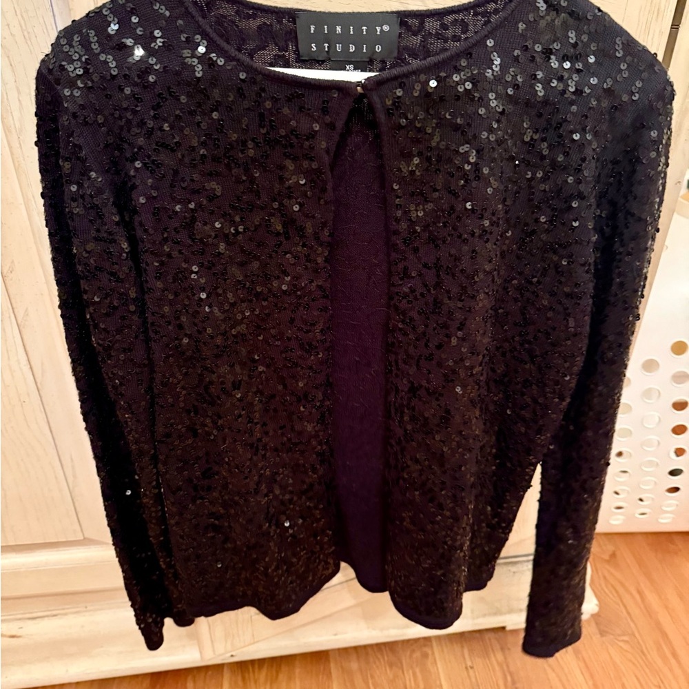 Black Sequin Cardigan Set